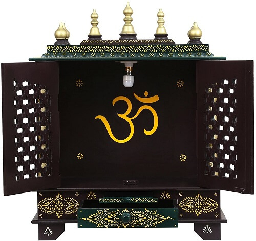 Handmade Hand Painted Large Home Temple in UK (Brown, golden) 3 Handmade Hand Painted Large Home Temple in UK (Brown, golden) - Image 3